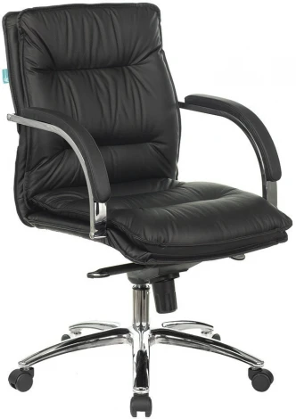 Кресло руководителя Бюрократ T-9927SL-LOW черный кожа низк.спин. крестовина металл хром