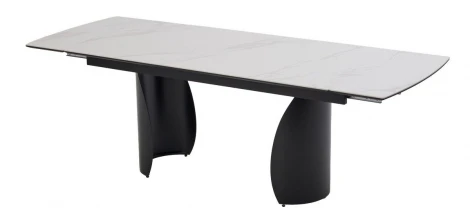 Стол ОЛЬХОН 180 цвет БЕЛЫЙ МРАМОР МАТОВЫЙ , керамика / Черный каркас M-City 64719