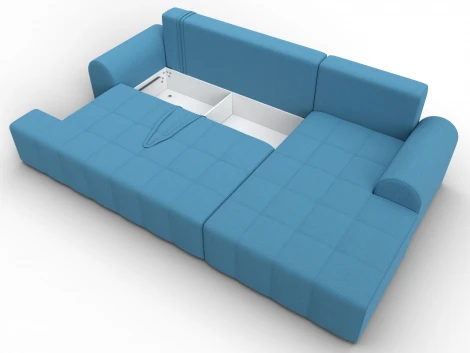 Диван угловой Лига-080 угол правый (ДСП/Пластик/Рогожка/Голубой) Лига Диванов 134743