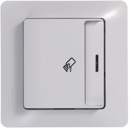 Карточный выключатель одноклавишный с подсветкой встраиваемый (белый) Systeme Electric Glossa GSL000169