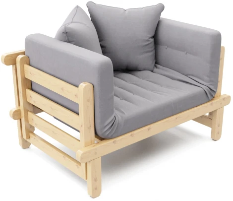 Кушетка Arsko Сламбер сосна серый велюр