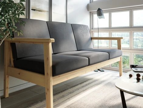 Диван Arsko прямой Лориан Б сосна велюр серый