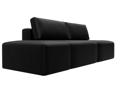 Диван прямой модульный с пуфом Лига-060 НПБ (ЛДСП,Брус,Фанера/Пластик/Экокожа/Черный) Лига Диванов 130054