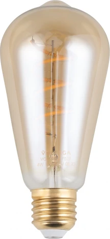 Лампочка светодиодная груша кофейная колба E27 4 Вт 300 lm 2000K теплое желтое свечение диммируемая Voltega Loft LED 7077