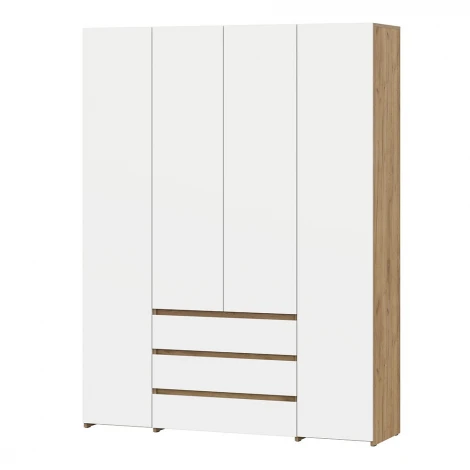 Шкаф Арника четырехстворчатый Некст 1, Дуб золотой, Белый