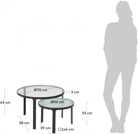 Журнальный стол La Forma (ex Julia Grup) Oni (Черный,Прозрачный/ Металл,Сталь,Стекло)