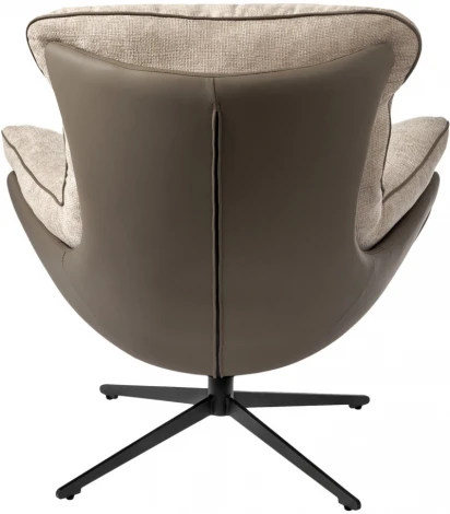 Комплект кресло Bradexhome HUG латте, экокожа, шенилл с оттоманкой латте, экокожа