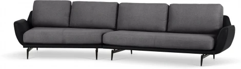 Диван Ispani угловой левый ОГОГО (арт.799391), (Ткань,Экокожа/Черный,Серый)