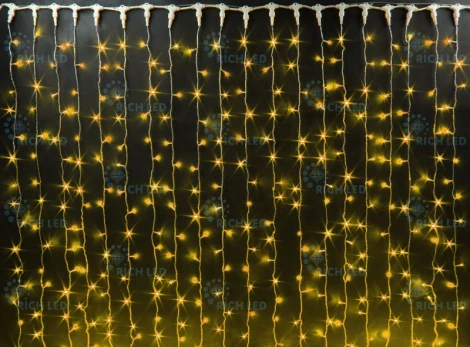 Гирлянда светодиодная Занавес желтая 220B, 1000 LED, провод белый, IP65 RL-C2*6-CW/Y Rich LED