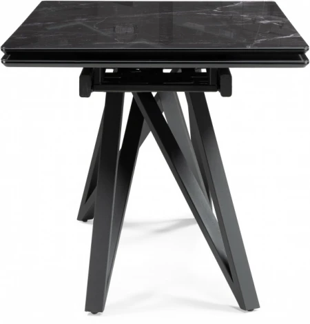 Стол стеклянный Notta Вилсон 140(200)х80 черный мрамор / черный арт.612173
