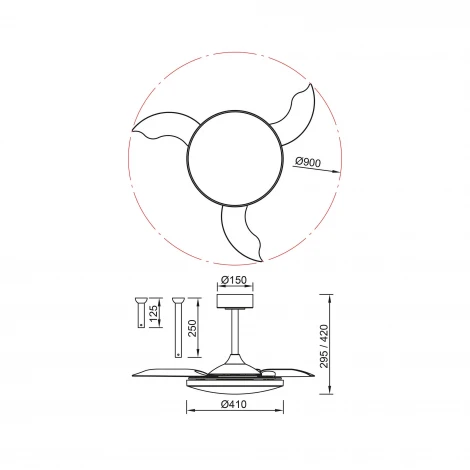 Потолочная светодиодная люстра с вентилятором и пультом Mantra Slim Fan 9009