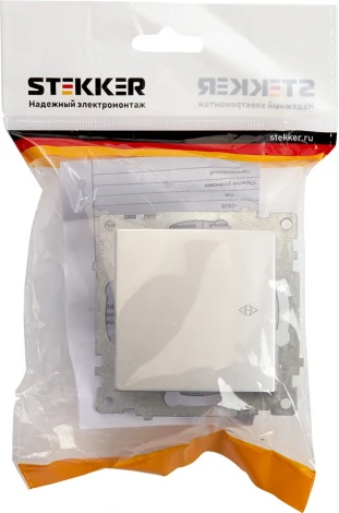Переключатель одноклавишный (серебро) Stekker Катрин 39576