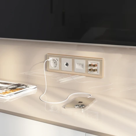 Акустическая розетка (перламутровый рифленый) Werkel WL13-AUDIOx4 (a040902)