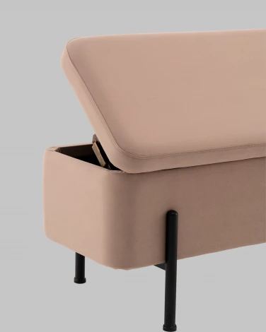 Банкетка Stool Group Болейн с ящиком велюр бежевый черные ножки арт.УТ000040205