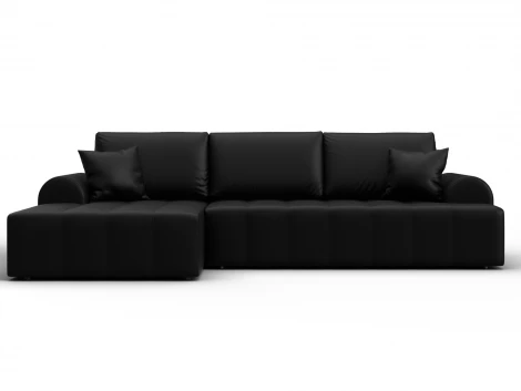 Диван угловой Лига-080 угол левый (ДСП/Пластик/Экокожа/Черный) Лига Диванов 134753L