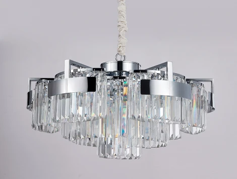 Подвесная люстра Newport 4350 4356+3/C chrome (220V, хрусталь, на цепи, круглые)