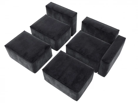 Диван угловой модульный Лига-063 угол правый (ДСП/Пластик/Велюр/Темно-серый) Лига Диванов 129796