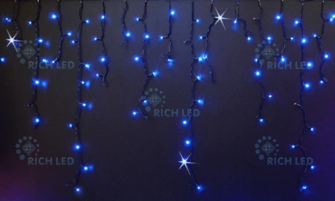 Гирлянда светодиодная Бахрома синяя с мерцанием 220B, 144 LED, провод черный, IP54 RL-i3*0.9F-B/B Rich LED