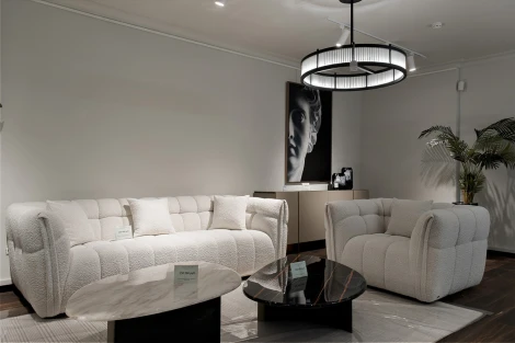 ZW-26803 Диван Prato трехместный букле белый 249*106*74см Garda Decor