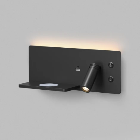 Спот светодиодный с беспроводным ЗУ и USB-портом левый Denkirs Chargelux DK5092-BK