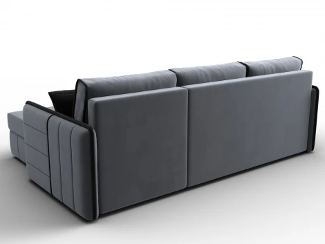 Диван угловой Лига-078 угол универсальный (ДСП/Пластик/Велюр/Серый,Черный) Лига Диванов 130989