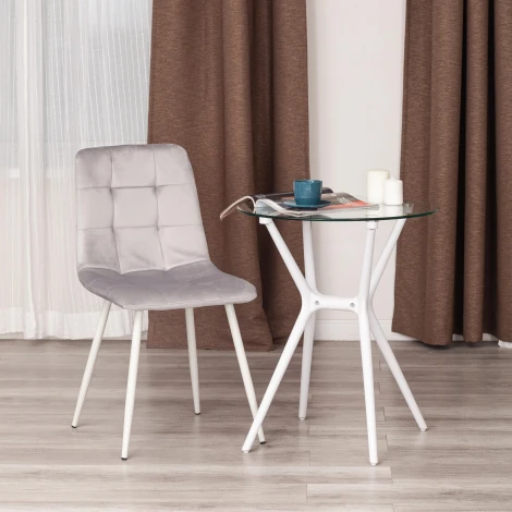 Обеденный стул Tetchair CHILLY (Вельвет,Металл/Светло-серый,Белый)