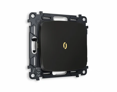 Комплект механизма Ambrella Volt 1-клавишного выключателя с подсветкой 3200K OMEGA MO802010 Черный матовый QUANT