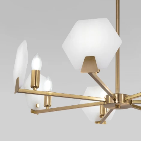 Потолочная люстра Wi-Fi на штанге Eurosvet Marble 60158/7 латунь (220V, управление смартфоном, голосовое управление, умный дом - Minimir Home, Алиса, Маруся, Салют)