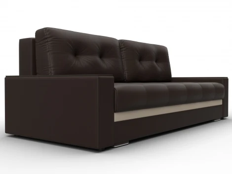 Диван прямой с декором Лига-096 НПБ (ДВП,ДСП,ЛДСП,Брус,Фанера/Пластик/Экокожа/Коричневый,Бежевый) Лига Диванов 133429