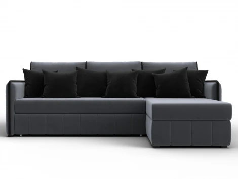 Диван угловой Лига-078 угол универсальный (ДСП/Пластик/Велюр/Серый,Черный) Лига Диванов 130989