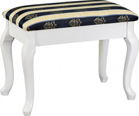 Банкетка Ретро с ящиком белый, ткань полоса синий Mebelik арт.007711
