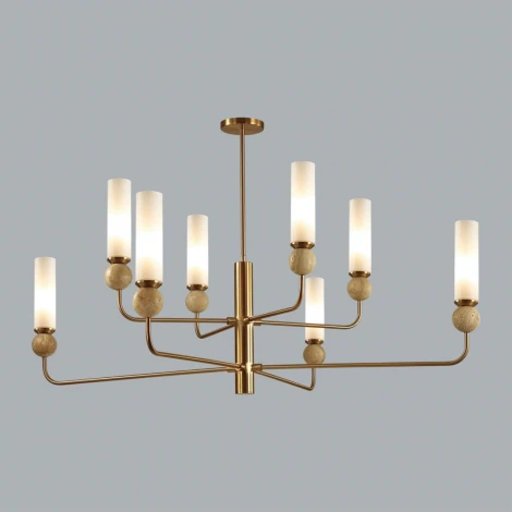 Потолочная люстра на штанге Odeon Light Lolla 6625/8 под латунь/металл/стекло/камень IP20 8*E14 40W 220V (шарики)