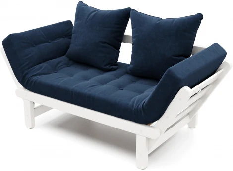 Кушетка Arsko Сламбер белая эмаль синий велюр