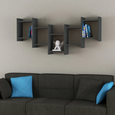 Полка Фигурная BAT SHELF (Дерево/Темно-серый) LEVE