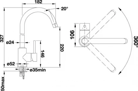 Смеситель Blanco Mida 524210 для кухонной мойки