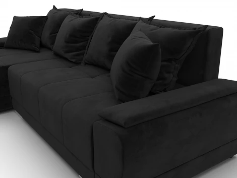 Диван угловой Лига-119 угол левый (ДСП,Брус,Фанера,ЛДС,Велюр/Черный) Лига Диванов 137094L