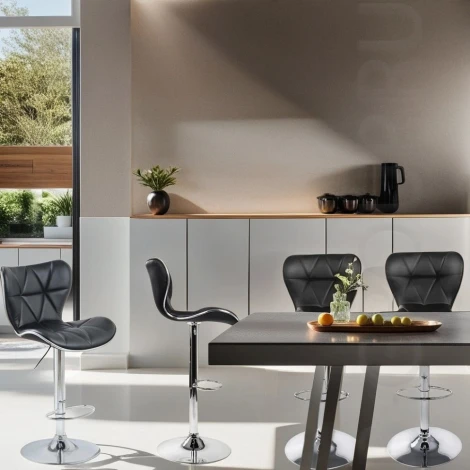 Набор из 4 стульев барных Serenity Echo Hesby (Металл,Экэкожа/Черный) арт.HSBI_B002_black_4