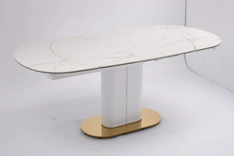 Стол обеденный раскладной Атриум-2 MC3035-120W, 120(30+30)х90х77 см, белая керамика IST-CASA