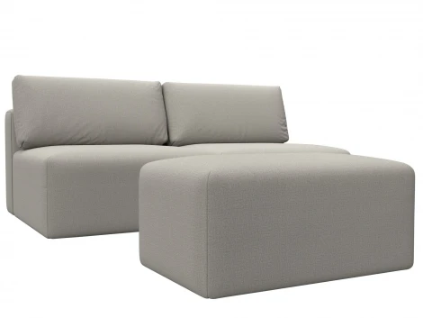 Диван прямой модульный с пуфом Лига-060 НПБ (ЛДСП,Брус,Фанера/Пластик/Рогожка/Бежевый) Лига Диванов 129674