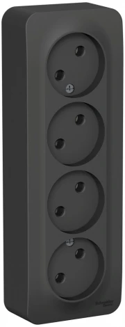 Розетка накладная четверная без заземления (антрацит) Systeme Electric Blanca BLNRA000416