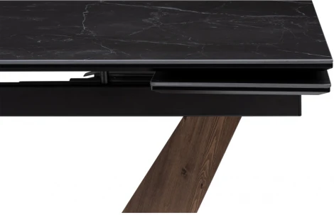 Керамический стол Woodville Кели 140(200)х80х76 черный мрамор / орех кантри / черный 532394