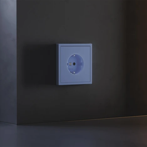 Накладка для розетки с заземлением и защитными шторками (деним) Voltum S70 VLS000715