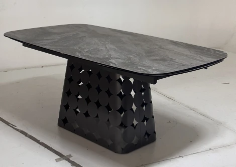 Стол M-City MAGNUS 180 KL-80 Серый мрамор, итальянская керамика / Темно-серый каркас