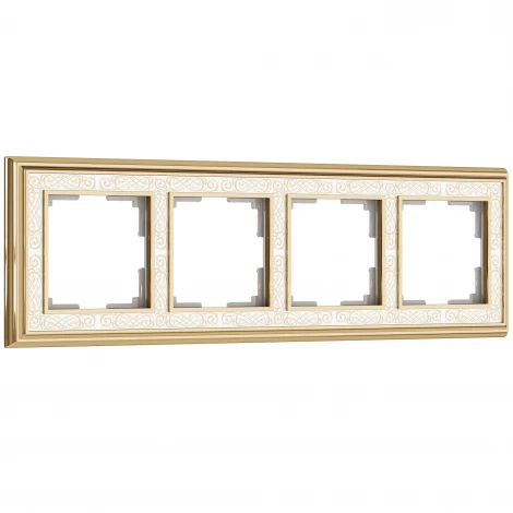 Рамка на 4 поста (золото/белый) W0041429 (a051326)