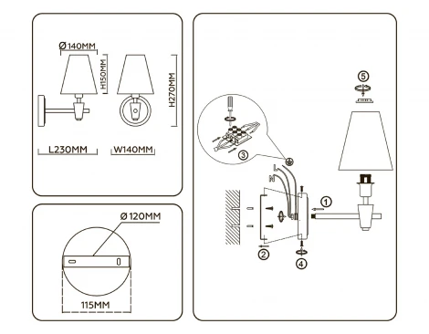Бра с абажуром и мрамором Ambrella Ceramo Classic LH75047