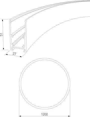 Накладной радиусный шинопровод магнитный Elektrostandard Slim Magnetic 85161/00 черный ⌀ 1200мм (48V)