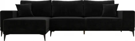 Диван угловой Льюес левый (Черный/Велюр) Лига Диванов арт.122401L
