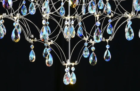 Подвесная люстра светодиодная с пультом и хрустальными подвесками K9 MyFar Allegria MR2640-66P-50СD