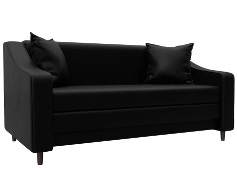 Диван прямой Лига-071 (ЛДСП,Брус,Фанера/Дерево/Экокожа/Черный) Лига Диванов 129771