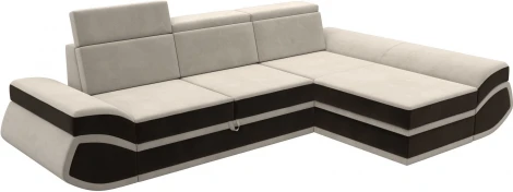 Диван угловой Лига-032 правый угол (Бежевый,Коричневый/Микровельвет) Лига Диванов арт.121650